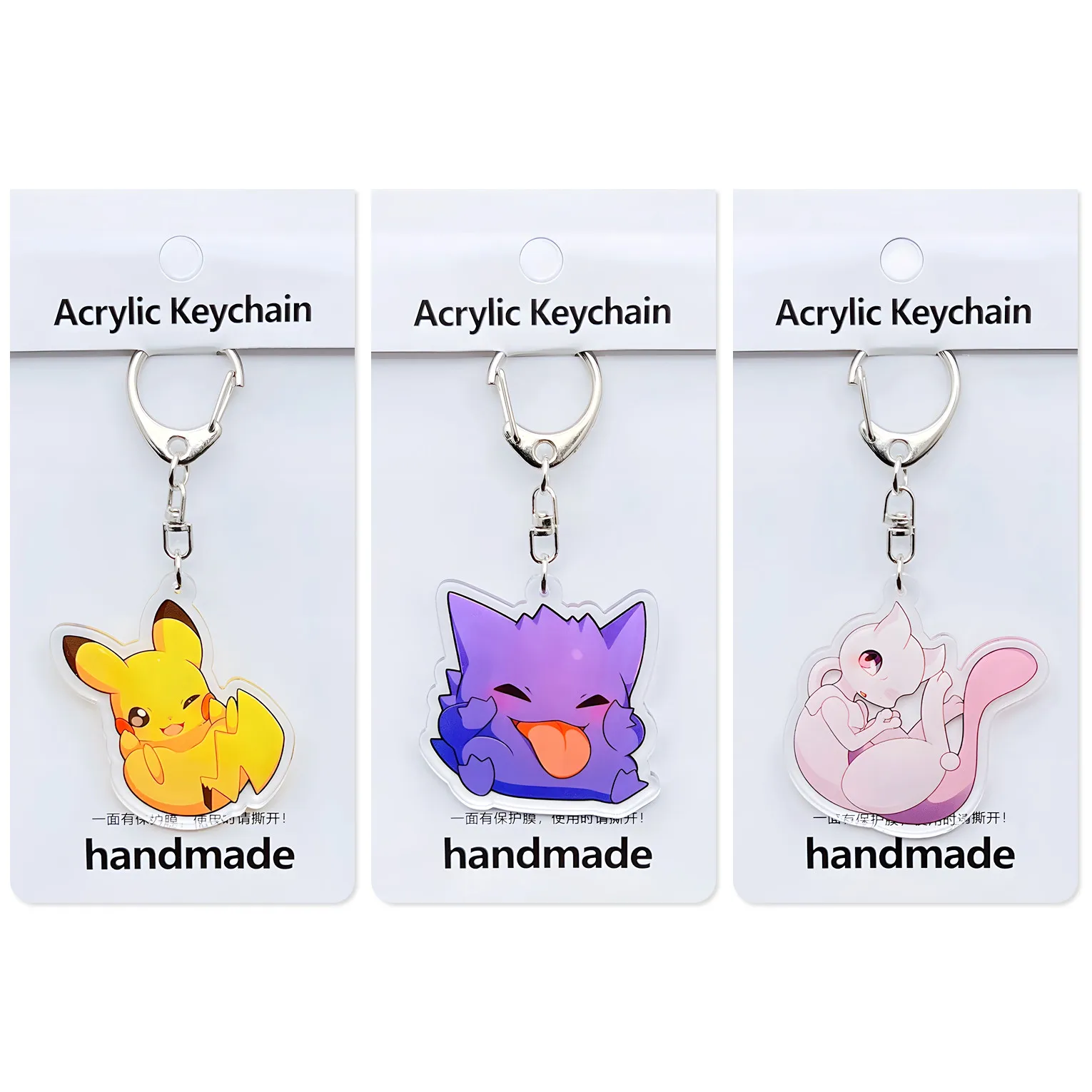 

Recycled Acrylic Keychain for Gengar Mewtwo Charmander Psyduck Ivysaur Anime Keychain Couple Pendant Backpack Pendant Gift