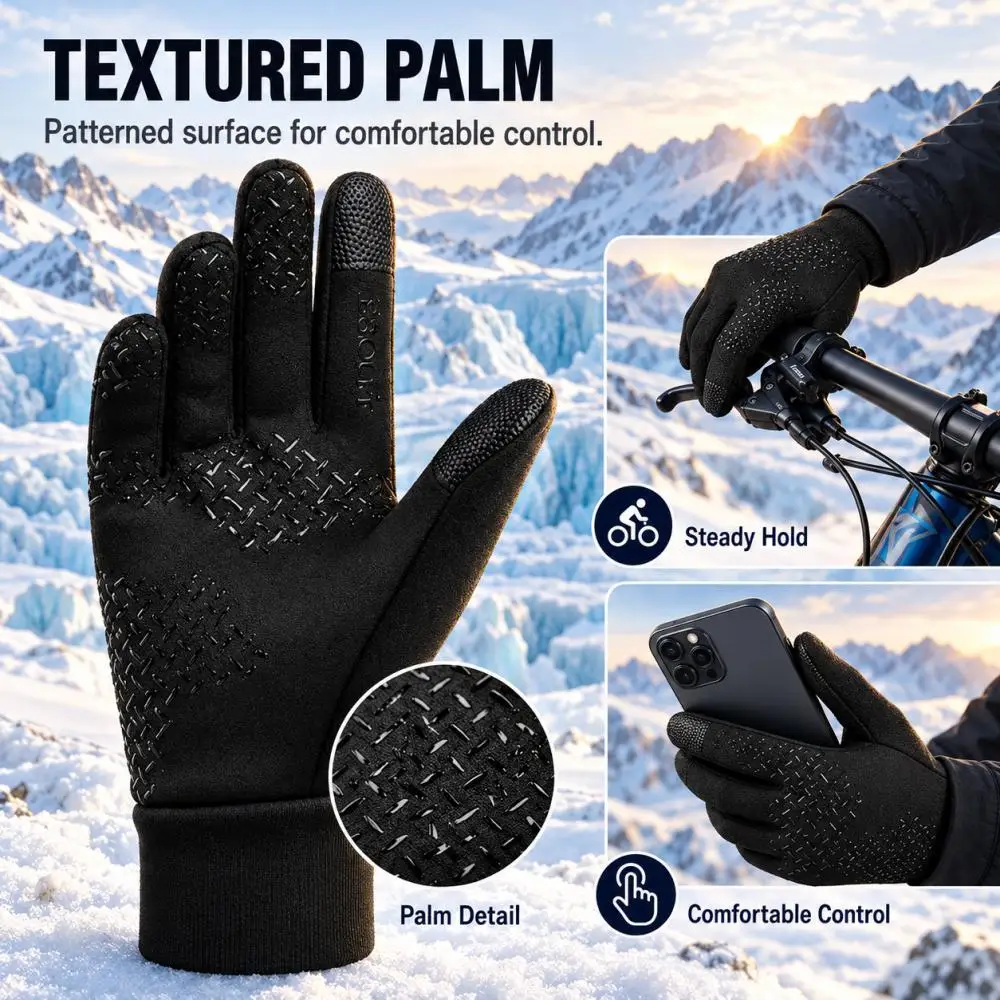 leece Lined Touch Screen Cycling Gloves Warm Thermal Sports Gloves for Winter Outdoor Riding Running