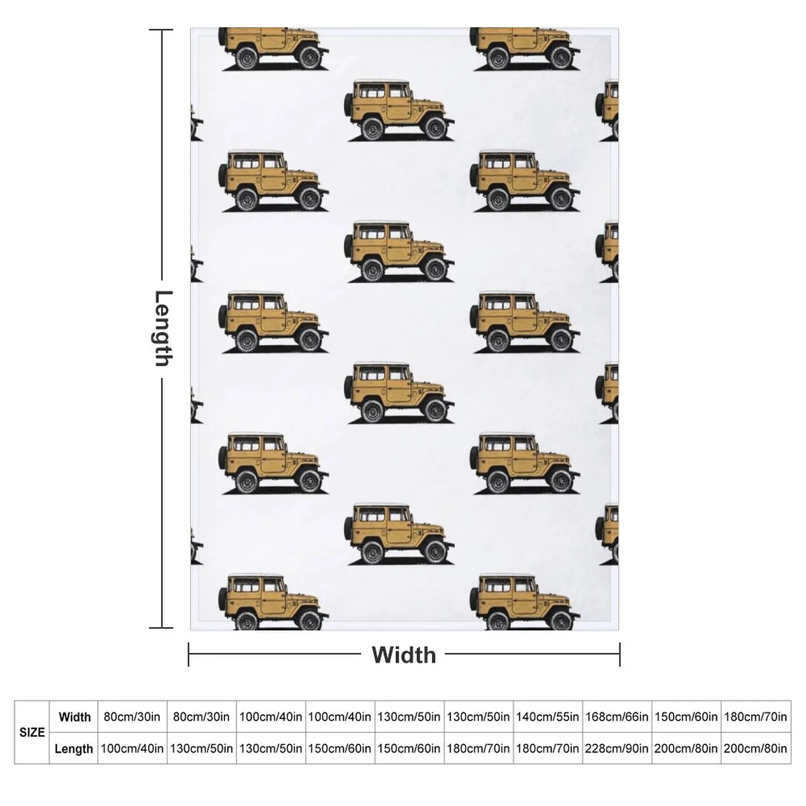 Toyota FJ40 Land Cruiser Mustard Yellow Throw Blanket Soft Plaid Plaid Polar Blankets