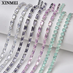 3*6mm Single Row Rectangle Zircon Crystal Cup Chain Shiny Rhinestone Trims Diy Nail Art Jewelry Clothing Shoes Accessories