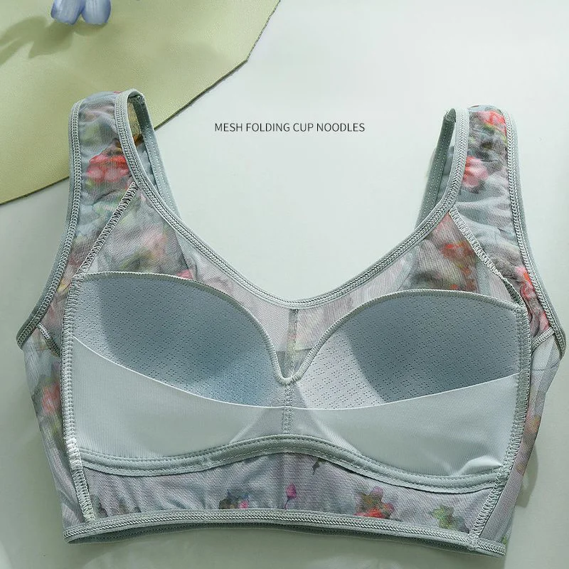 Seamless Push Up Bras สําหรับผู้หญิงรวบรวม Bra Vintage พิมพ์ไร้สายเซ็กซี่ชุดชั้นในลูกไม้เย็บปักถักร้อย Bralette Brassiere ชุดชั้นใน