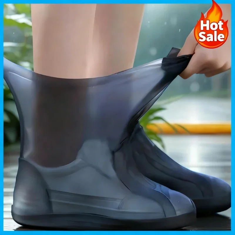 1pc Waterproof Reusable Latex Shoe Cover, Anti Slip Rain Boots Outdoor Sports Waterproof Shoe Cover, Black Dirt Resistant