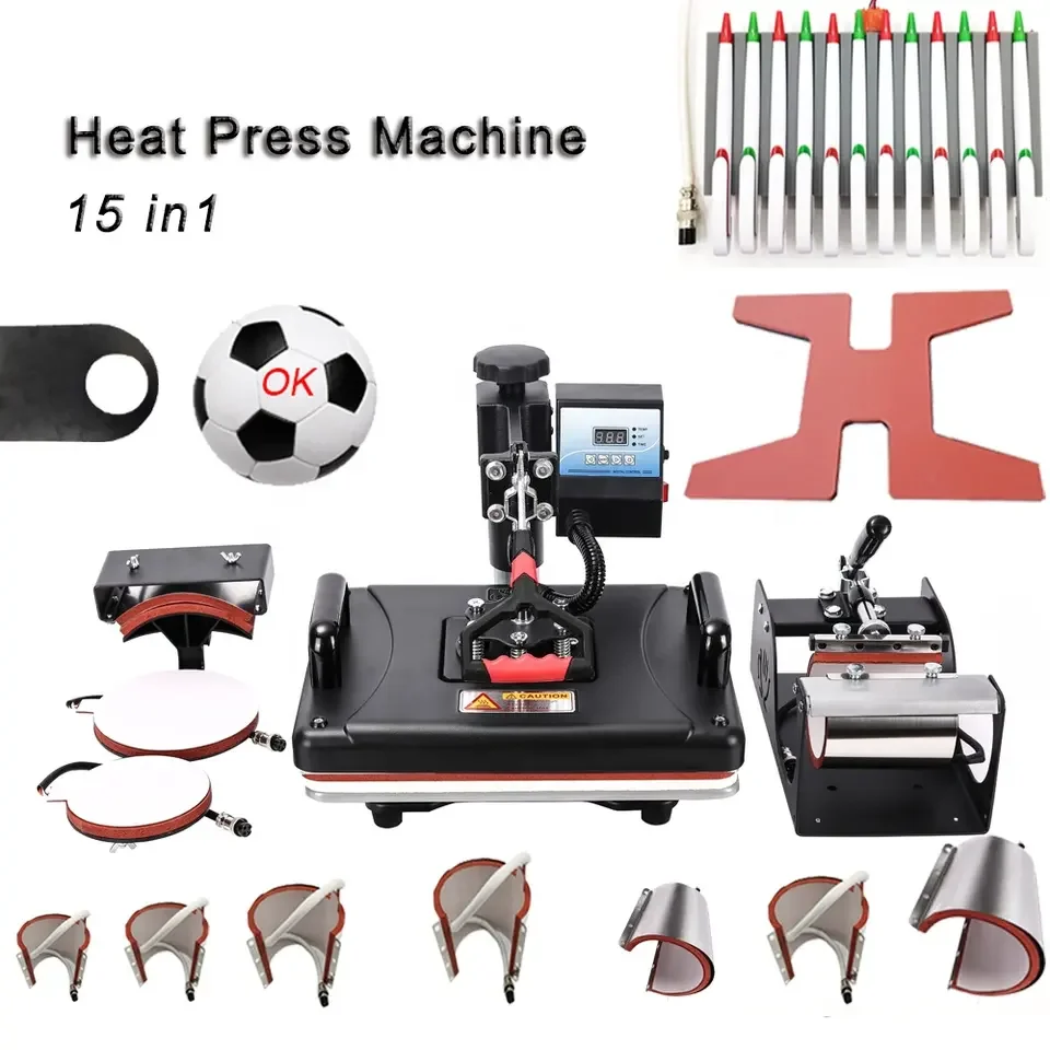 MIDA Hot Selling Combo 15 in 1 Multi-function Sublimation Heat Press Machine Digital Heat Press Machine For Mug T-shirt Hats