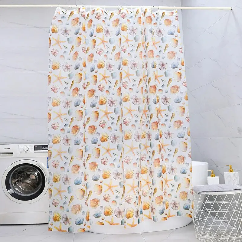 1pc With Pattern Shower Curtain PEVA Waterproof Shower Curtain Bathroom Partition Curtain Bathroom Decoration Accessories