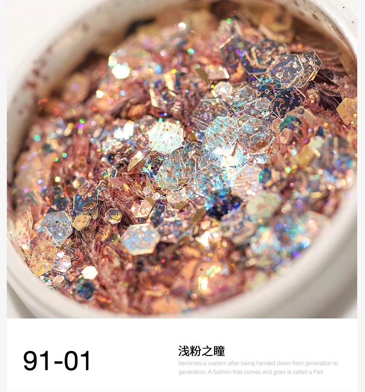 8 ألوان مسمار الفن بريق الترتر مسحوق الصباغ مسمار الفن الديكور لامعة أوبال رقائق أورورا الثلاثية الأبعاد مسحوق