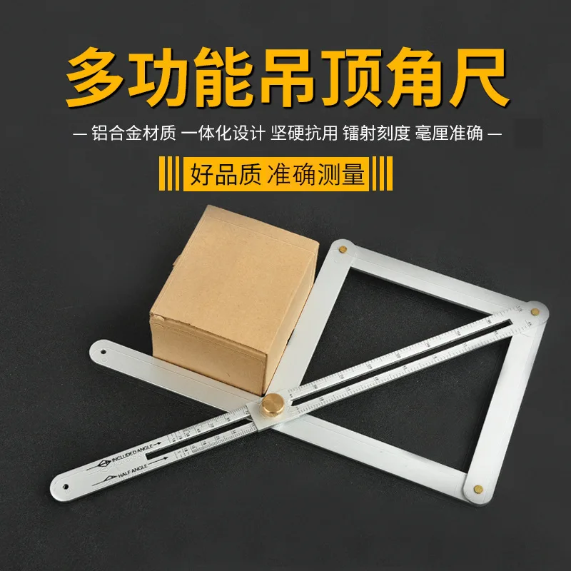 Multifunctional Ceiling Diagonal Angle Ruler Woodworking Inside Outside Corner Measuring Trim Cutting Gauge