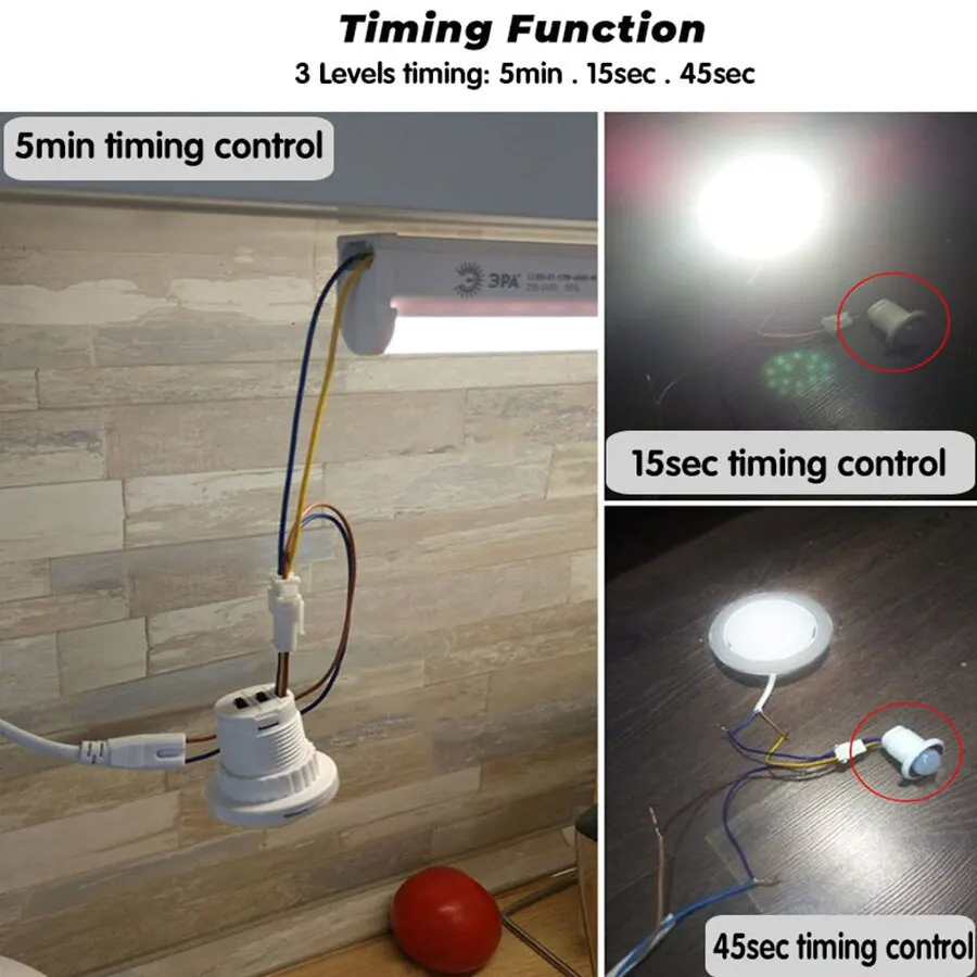 Motion Sensor Light Switch 220V 110V Pir Presence Sensor for Lighting Time Delay Adjust Movement Detector Lamp Automatic Switch