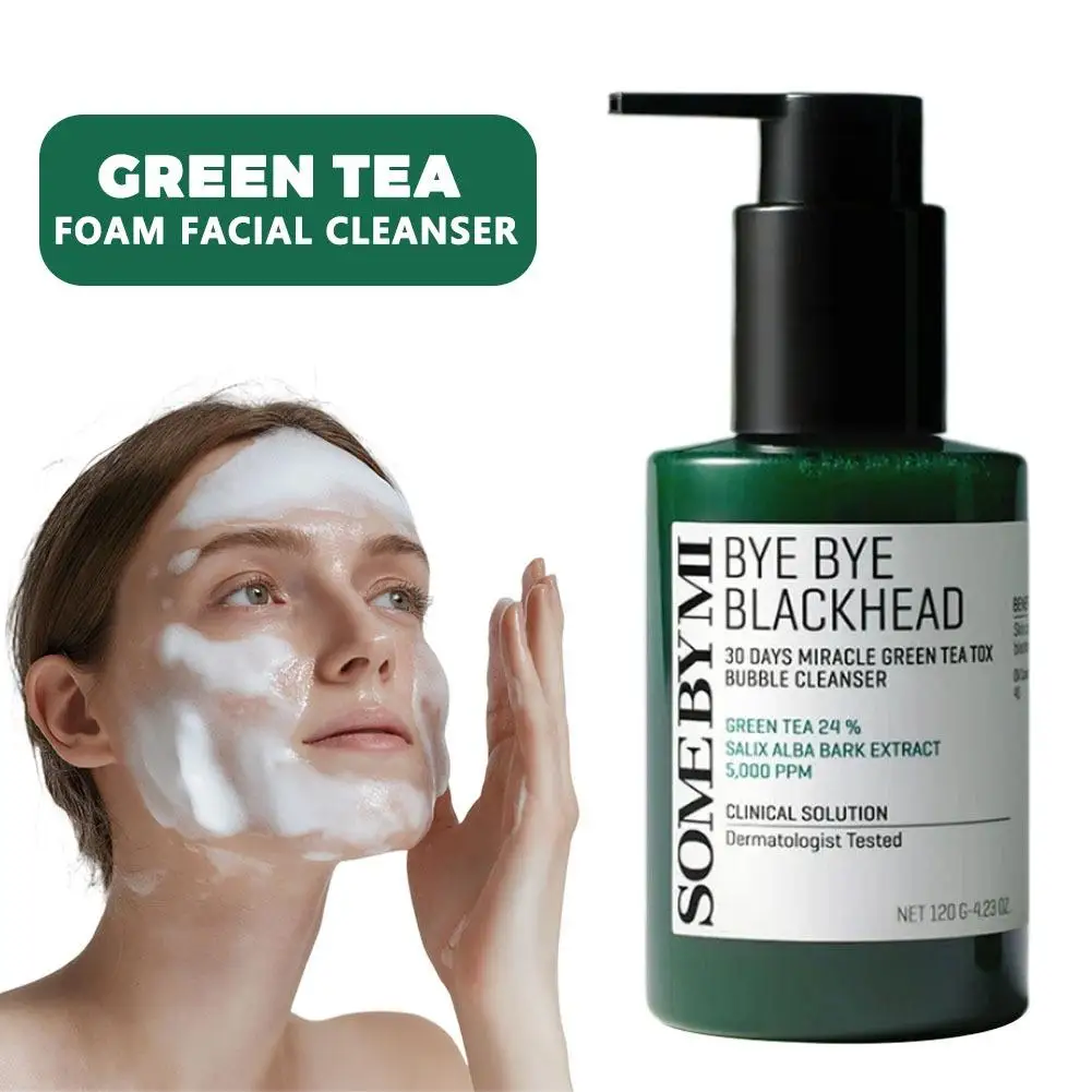 pH Balanced Green Tea Facial Cleanser with Antioxidant Rich Foam Gentle Bubble Wash for All Skin Types Including Sensitive Skin