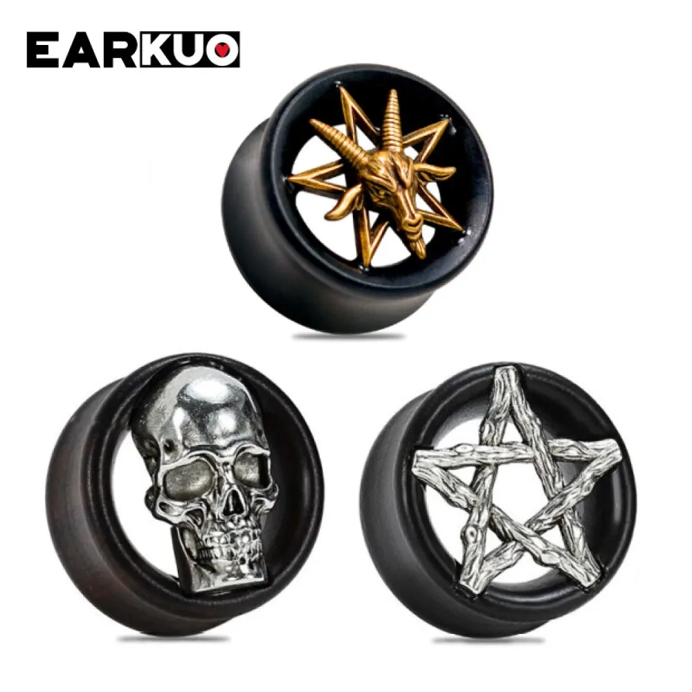 EARKUO Fashionable Style Wood Ear Gauges Tunnels Plugs Piercing Body Jewelry Earring Expanders Stretchers For Women Men 2PCS