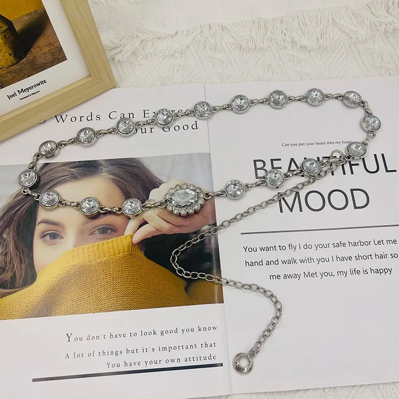 

High-end Crystal Waist Chain Accessories Skirt Metal Inlaid Rhinestone Chain Sweater Waist Korean Version Belt Women's Ins Tide