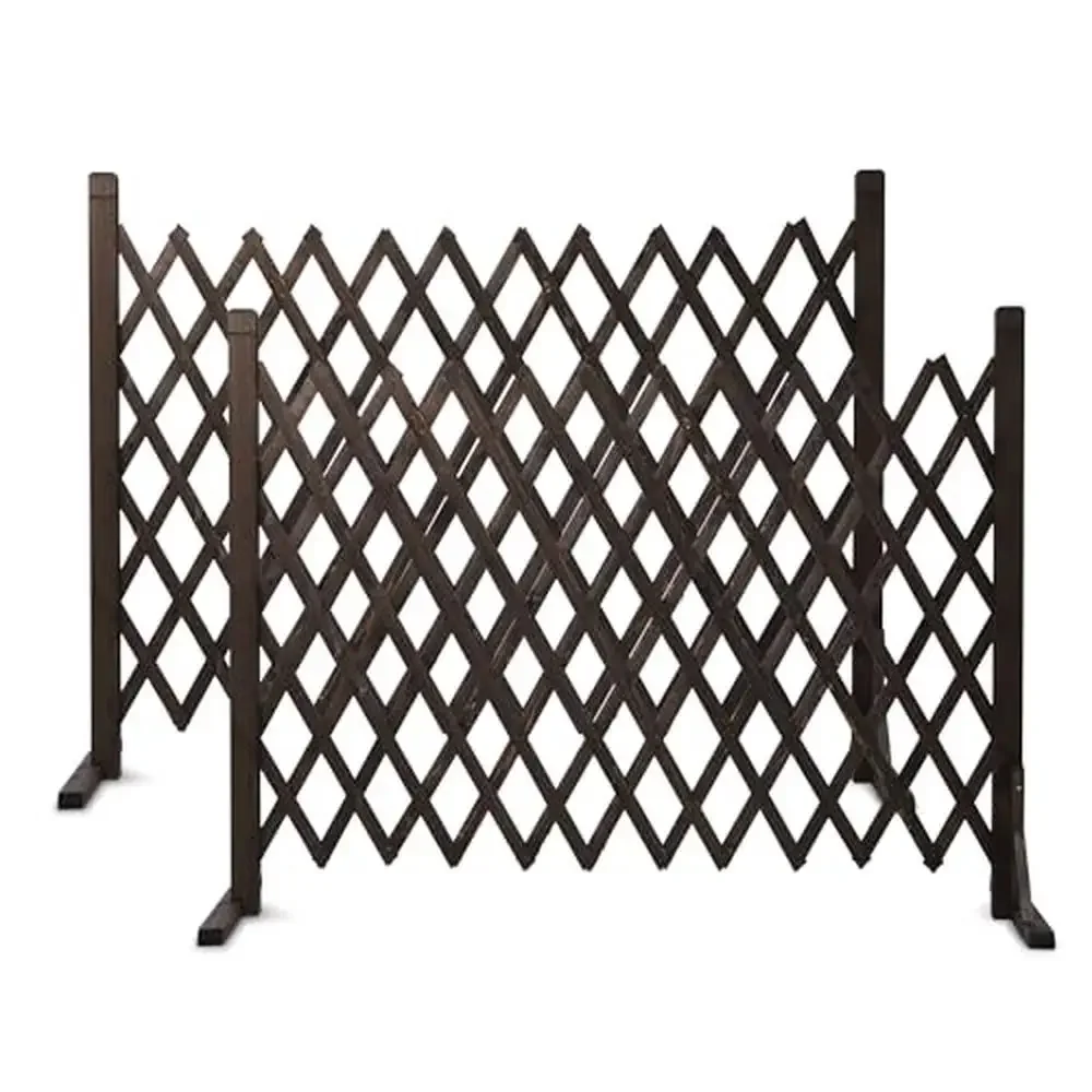 Expandable Wooden Garden Fence Pet Gate Plant Screen Partition Wood Diamond Pattern Sturdy Indoor Outdoor Privacy Screen Yard