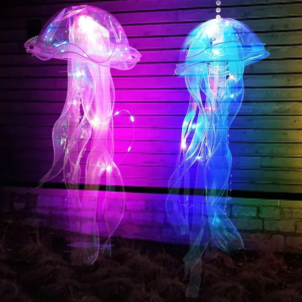 Creative Jellyfish Lamp Portable Flower Light Home Room Bedroom Wall Hanging Atmosphere Decoration Lamps Party Led Nightlight