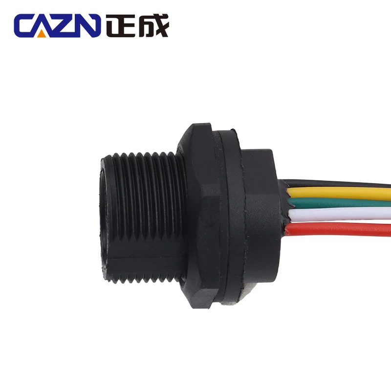 CAZN Micro USB Female Rear Mount Receptacle with Wire 0.2 Meter Threaded Waterproof IP67 IP68