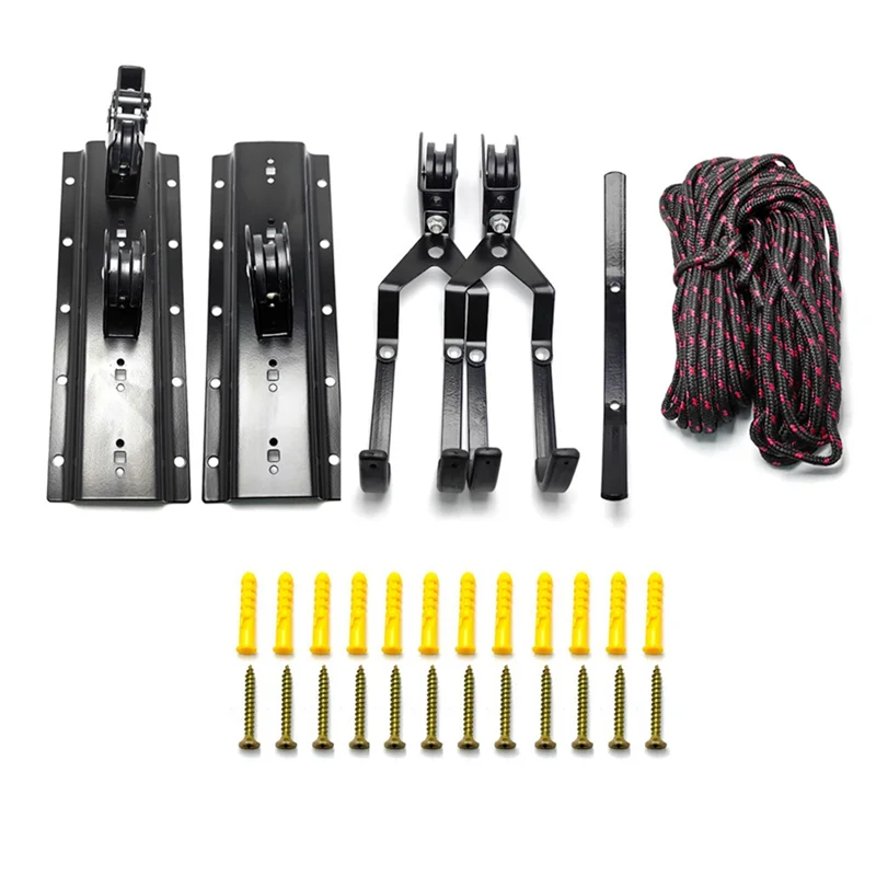 نظام رفع الدراجة في سقف المرآب - تخزين البكرة مع شماعات الدراجة، حامل فعال موفر للمساحة للدراجات - ABYA