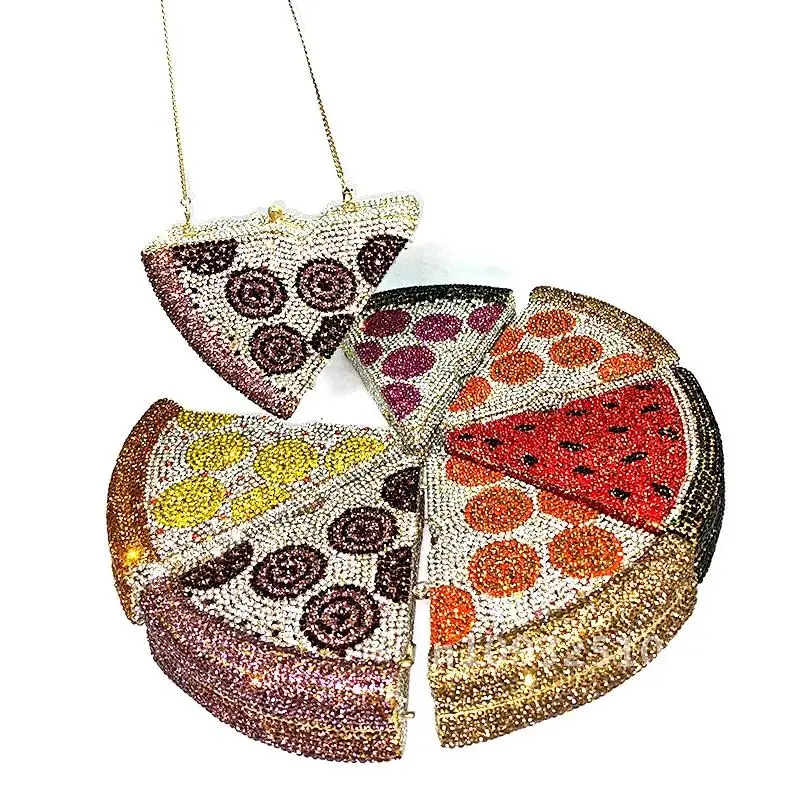 

NEW drop women purse funny luxury Crystal bag pizza chic Clutches