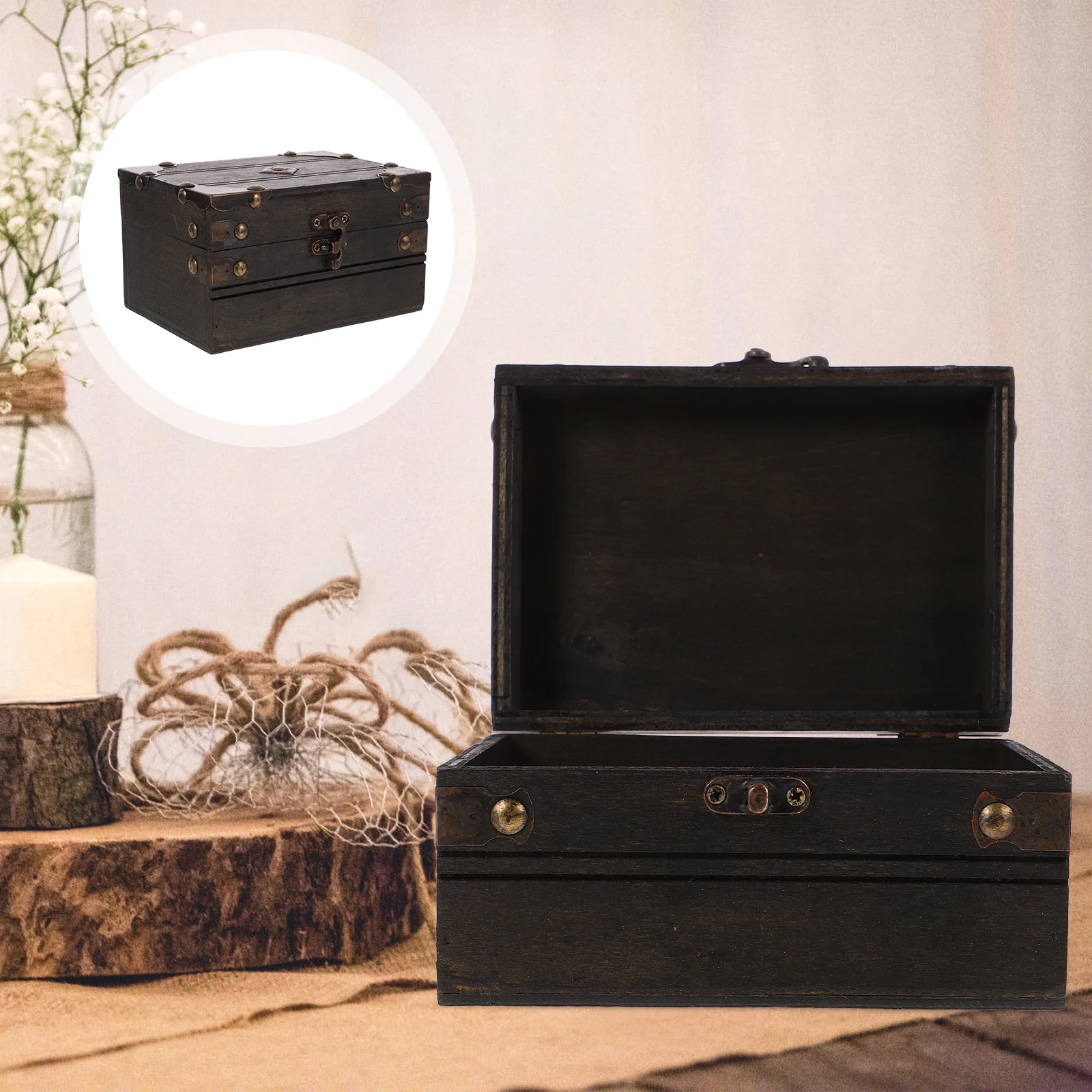 

Password Lock Treasure Box Vintage Jewelry Chest Cabinet Wooden Birthday Jewellery Storage