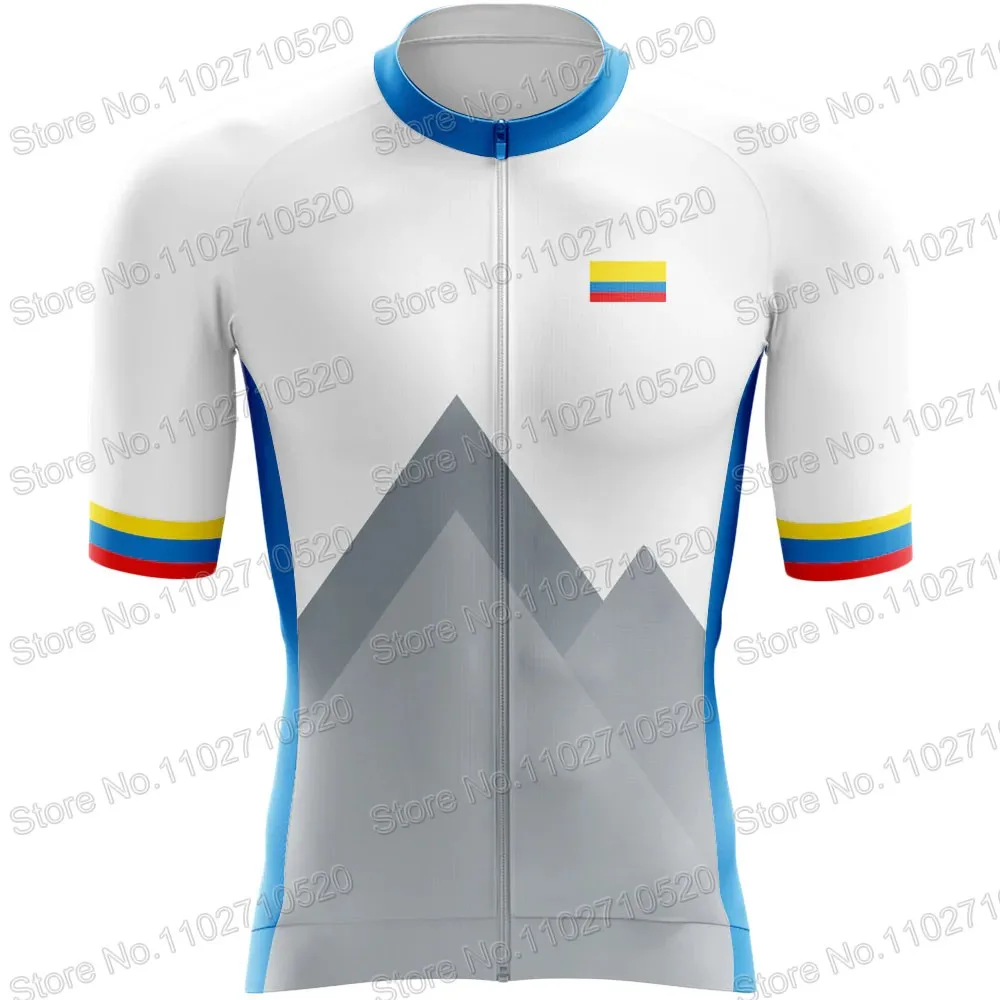 Team 2024 Colombia National Cycling Jersey Set Mens Short Sleeve Whtie Clothing Road Bike Shirts Suit Bicycle Bib Shorts MTBRopa