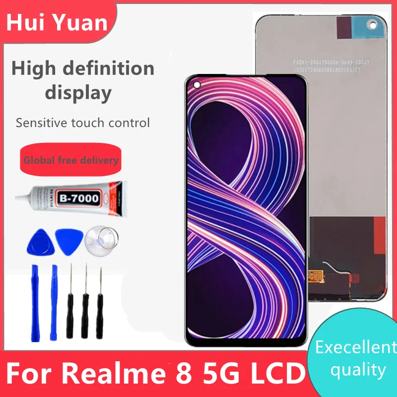 6.5'' Original For Oppo Realme 8 5G LCD Display 10 Touch Screen Digitizer Assembly For Realme8 5G RMX3241 Display Repair Parts