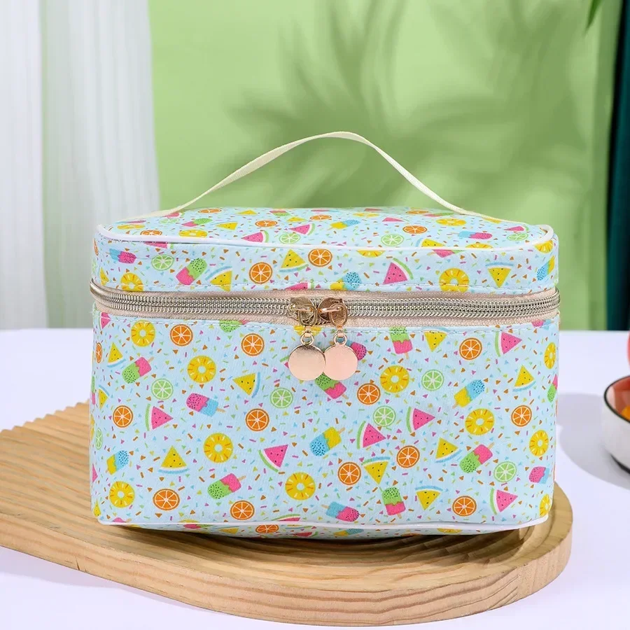 New Large Capacity Handheld Makeup Bag Ins Cute Fruit Cosmetic Bag Women Makeup Pouch Makeup Organizer Travel Cosmetic Organizer