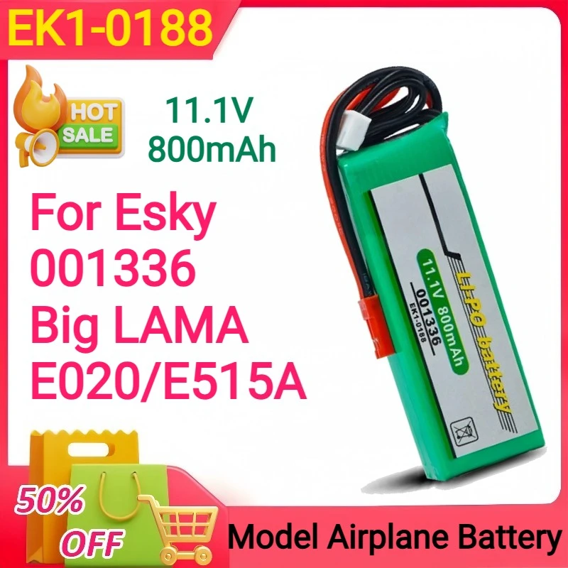 

1/2/3/PCS 11.1V 800mAh for Esky EK1-0188 001336 Big LAMA E020/E515A Helicopter for Model Airplane Battery
