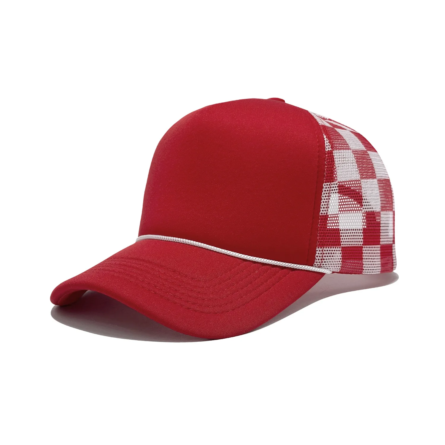 Customized Printed Logo High-Quality Checkered Mesh Baseball Caps Fashionable Sun Protection And Sunshade Duck Tongue Hats