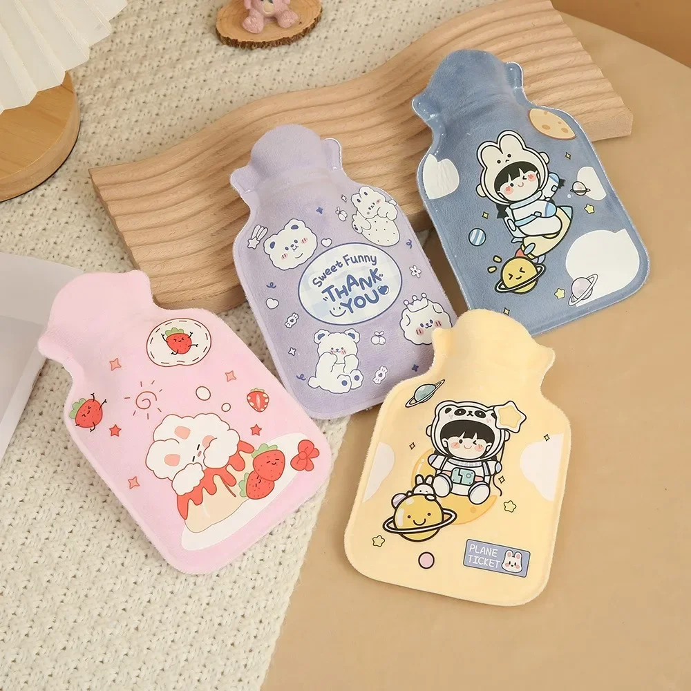 Tummy Warmers Hot Water Bottle Rubber Bag Cute Cartoon Warm Relaxing Safe Heat Cold Large Plush Cloth Hot Water Bag