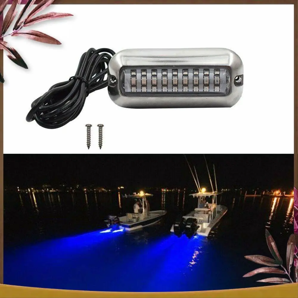 

AB59-2Pcs 27 синих светодиодных фонарей из нержавеющей стали, подводный понтон для морской лодки, транца