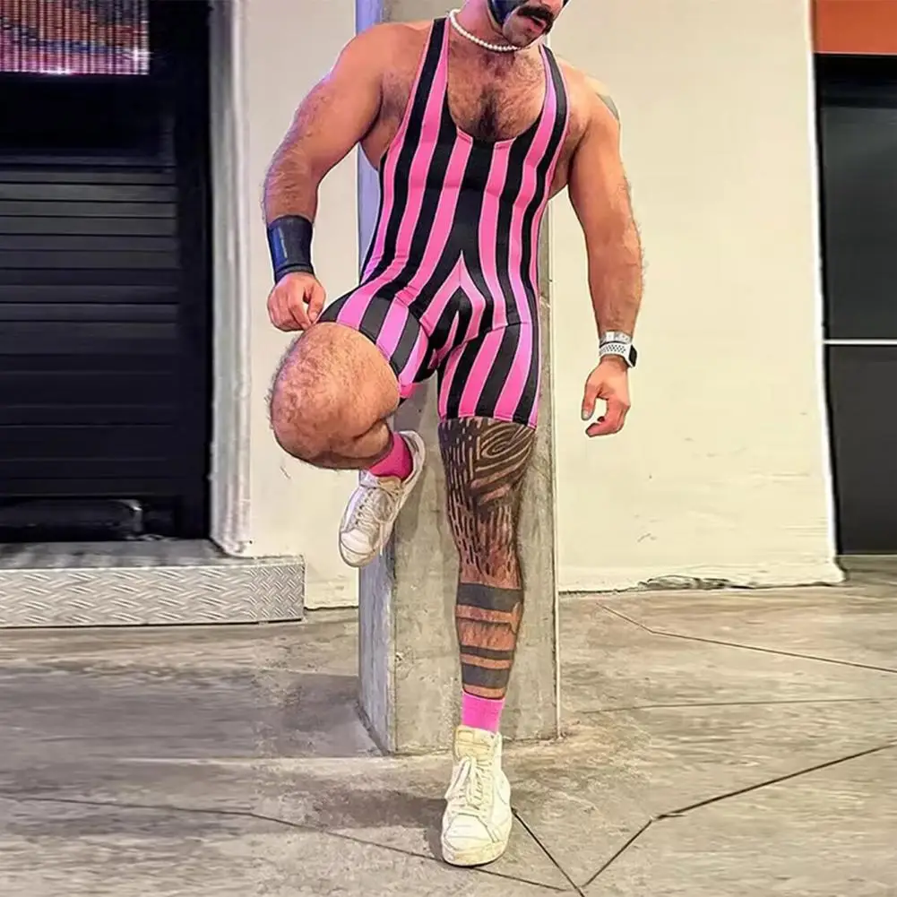 Männer Fitness Body Ärmel Gestreiften Overall Gym Athletisch Sport Männer Shapewear Strampler männer Kleidung Unterhemden Shorts
