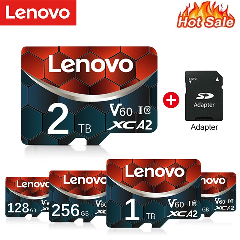 Lenovo-Cartão de Memória de Alta Velocidade, 2TB Cartão Micro TF, 128GB, Class10, U3, V60, Cartões Flash Trans SD, 512GB, Câmara, Nintendo Switch