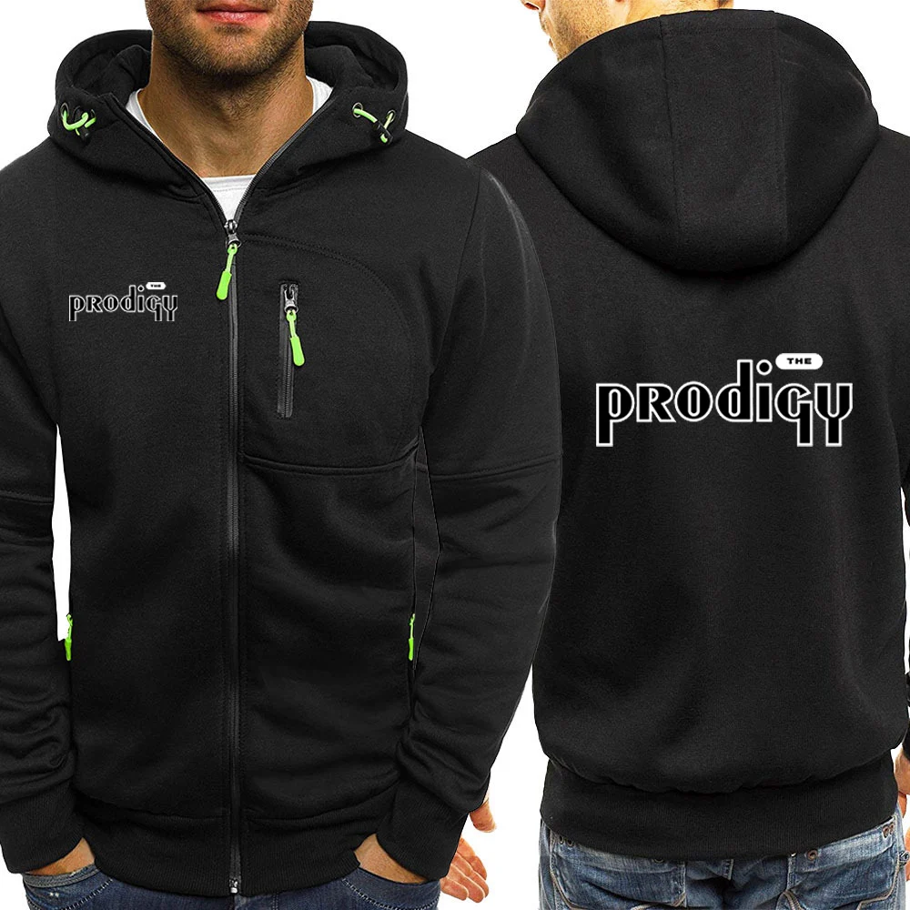 The Prodigy Punk Bigbeat Rock Band 2024 Tri-color Hooded Spring Autumn Men's Comfortable Leisure Slim-fit Spliced Zipper Top