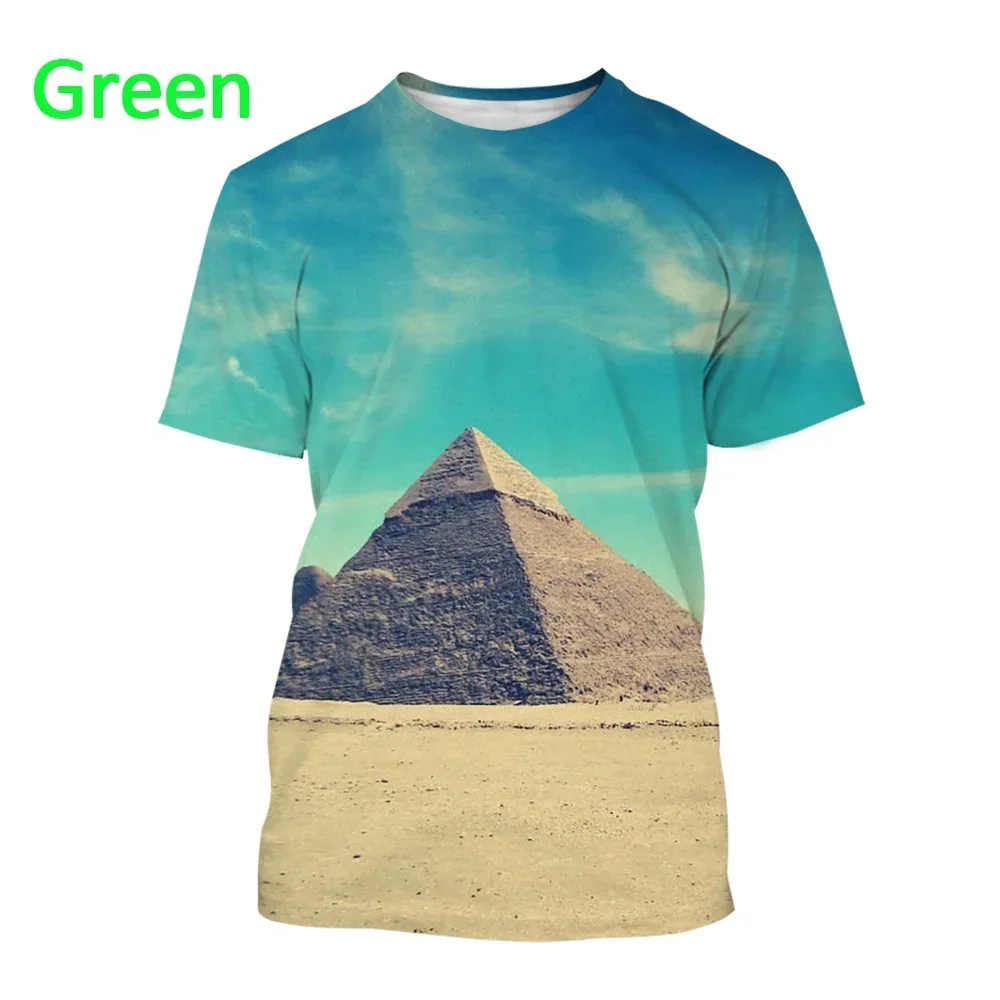 Summer Fun and Casual T-shirt for Men and Women 3D Printed Ancient Egyptian Pyramid Both Breathable and Comfortable Soft T-shirt