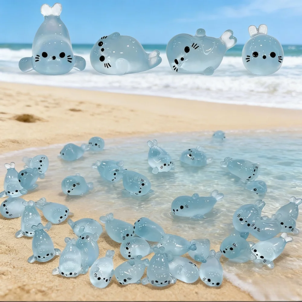 10/20 Stück im Dunkeln leuchtende Mini-Seelchentier-Anhänger, Harz-Meerestier-Miniaturen, 4 Stile für DIY-Bastelarbeiten, Schmuckdekoration – Detail 6