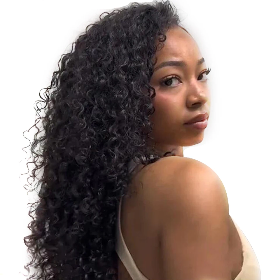 ISEE المنغولية موجة المياه نصف شعر مستعار ترقية غلويليس الوجه على Wig3 في 1 شعر الإنسان نصف شعر مستعار مع الرباط