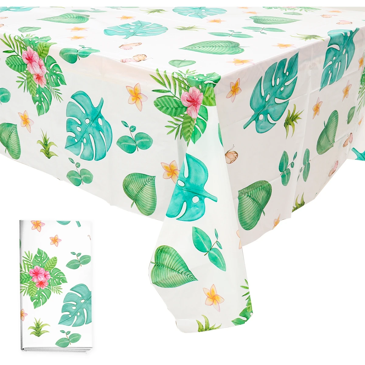 

Spring Rectangle Tablecloth Green Leaf Print Sage Green Watercolor Floral Plant Decorative Table Cover Home Kitchen Decoration