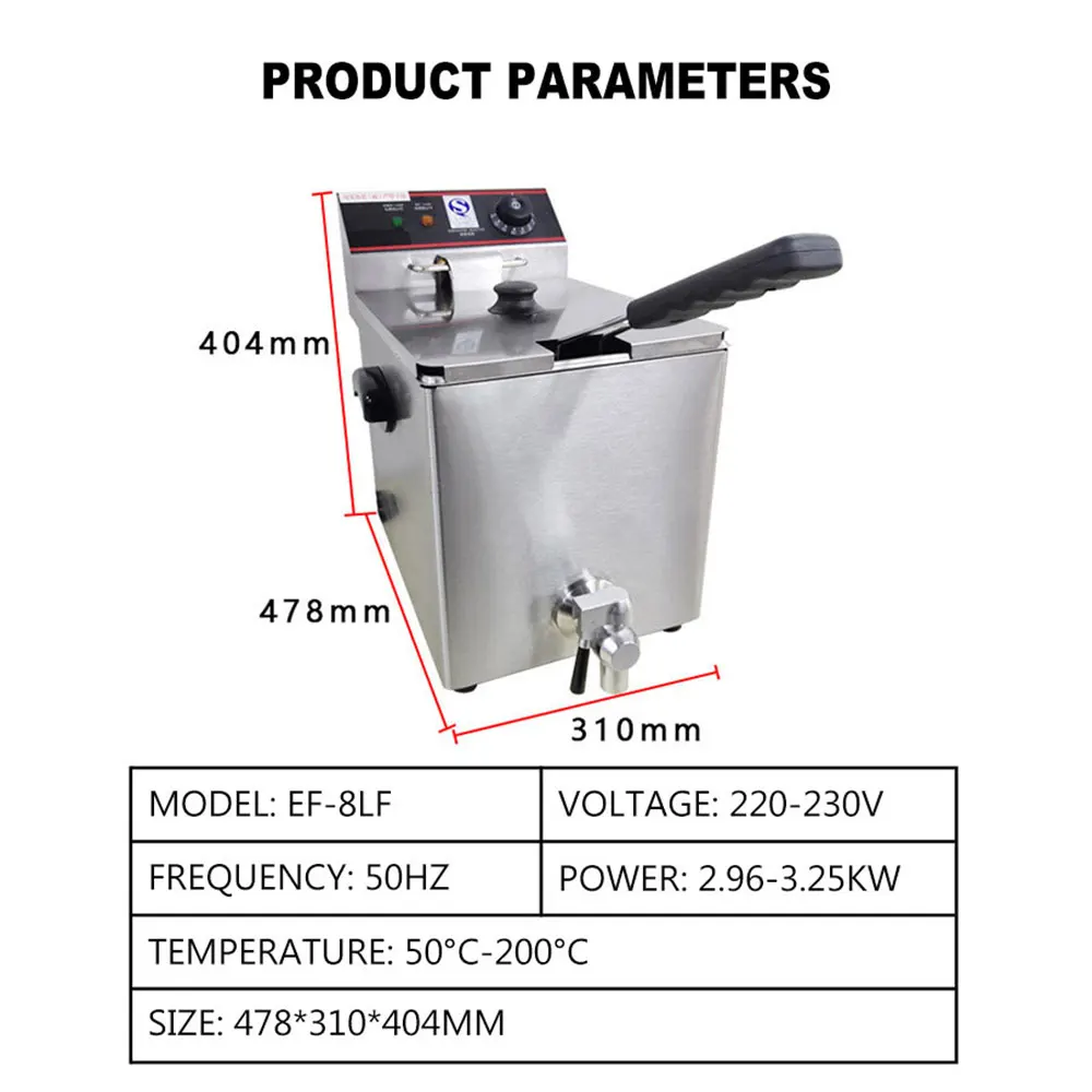 1 pc 대용량 스테인레스 스틸 EF-8LF 전기 튀김 치킨 튀김 기계