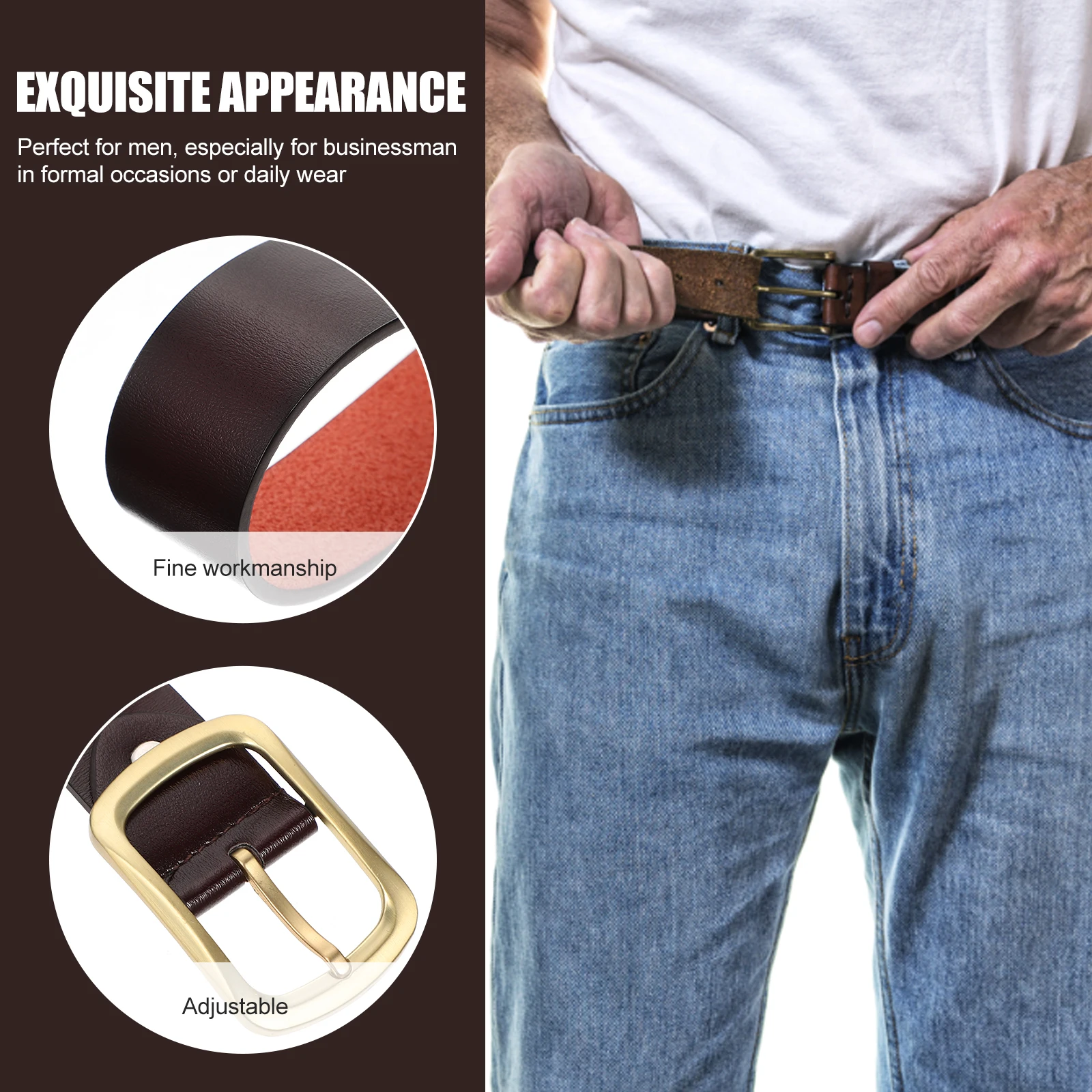 

Ratchet Belt for Men Light Brown Mens Belts Casual Elastic Dress Coffee Adjustable Durable Gifts Business Daily Wear