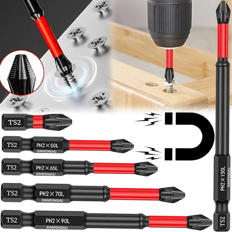 

Magnetic Screwdriver Bits Cross Head Hex Shank Impact Drill Bit Anti-Slip Shock-Proof Electric Screwdriver Tips PH2 Driver Bits