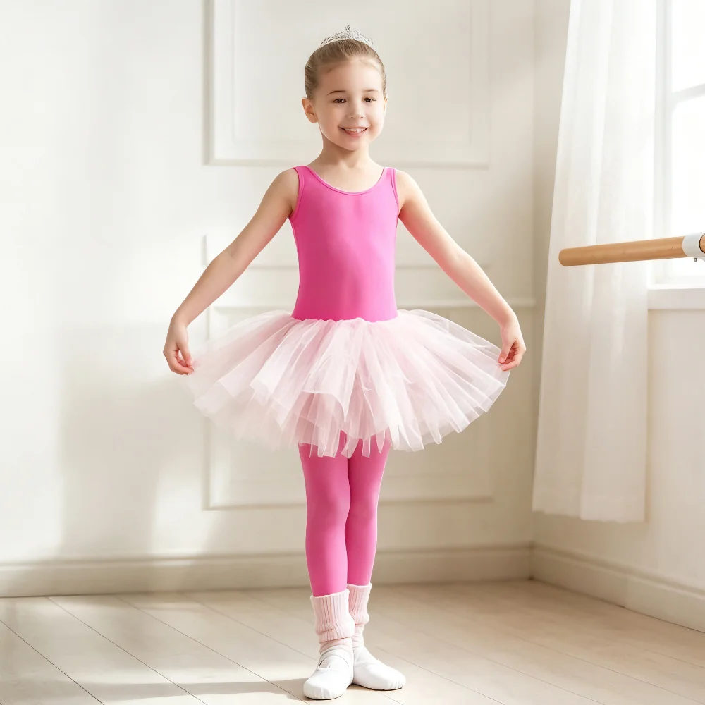 Maillot de Danza sin Mangas para Niñas, de Spandex, Negro, de Nailon, Traje de una Pieza para Gimnasia y Danza