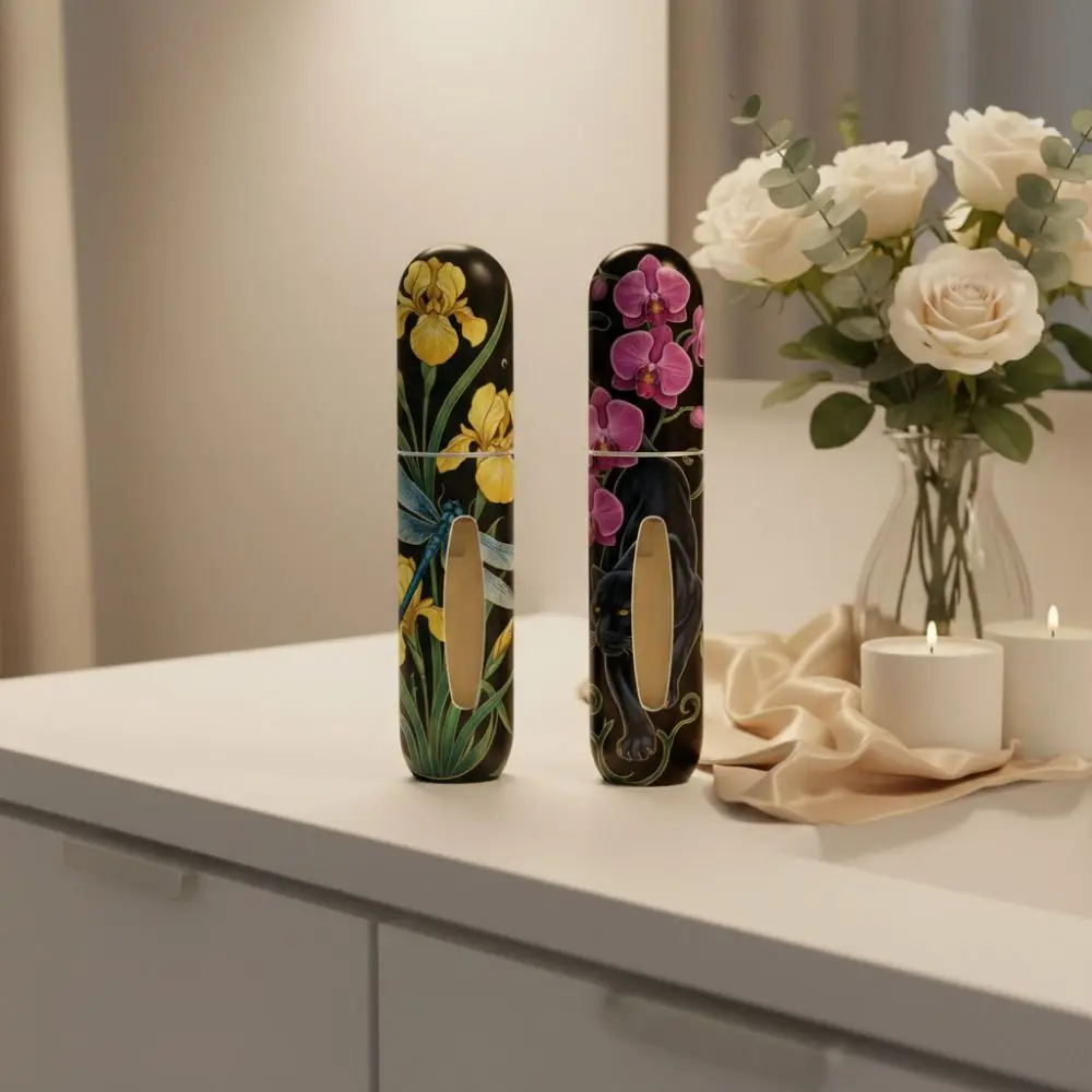 5ml Perfume Bottle Floral Refillable Liquid Cosmetic Container with Key Ring Leak-proof Ultra-fine Mist Fragrance Container