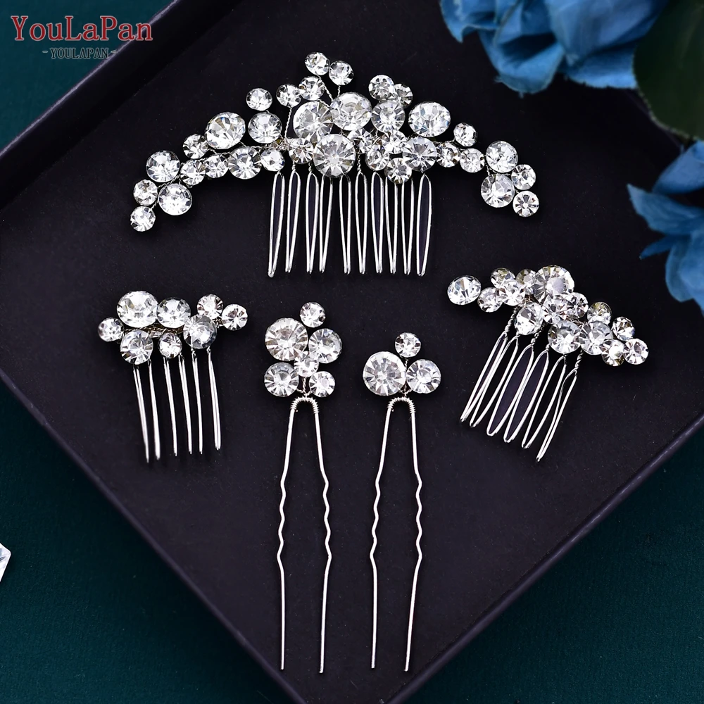 YouLaPan-Juego de peines de diamantes de imitación para mujer, horquilla nupcial hecha a mano, accesorios para el cabello de boda, pinza para el cabello para niña, HP387