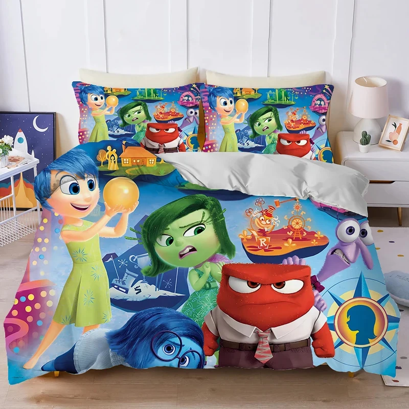 

Disney Inside Out 2, комплект постельного белья с героями мультфильмов, детский пододеяльник с наволочкой, костюм, кавайный пододеяльник, декор для спальни, подарок