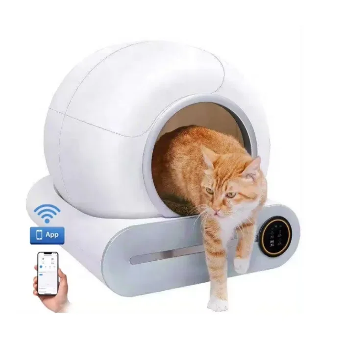 With Digital White Automatic Smart Cat Litter Box Free Automatic Cat Toilet Litter Box Smart Cat Litter Box