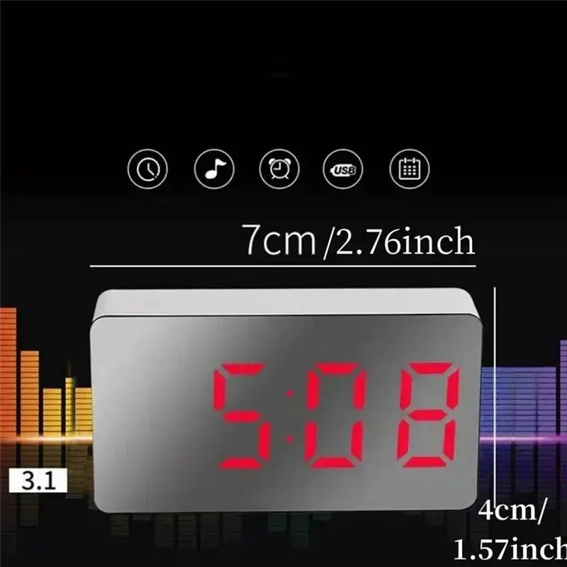 A84X-USB Powered LED Digital Clock With TEMP Date 3 Alarms Power-Off Memory Always On Table Clock 12/24H Night Mode White
