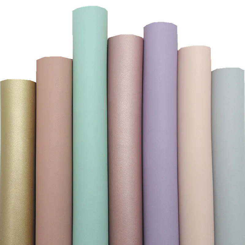 Pastel Colors Soft Stretch Synthetic Leather Faux Leather Fabric Sheets Felt Backing Leather Sheets for Bows Craft 21x29CM Q1640