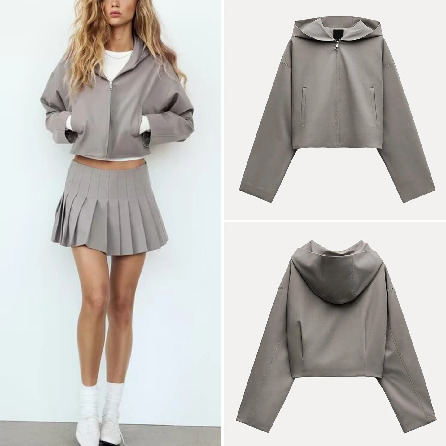 

Z Women's Faion ort Hooded Jaet 2025 New Casual Sle Stand Fit Other Material Ladies Coat Autumn Season