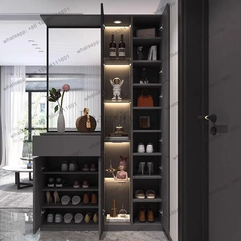 LDModern Shoe Cabinet Rack Proof Space Saving Glass Wine Cabinet Shoe Organizer Storage Entrance Wall Sapateira