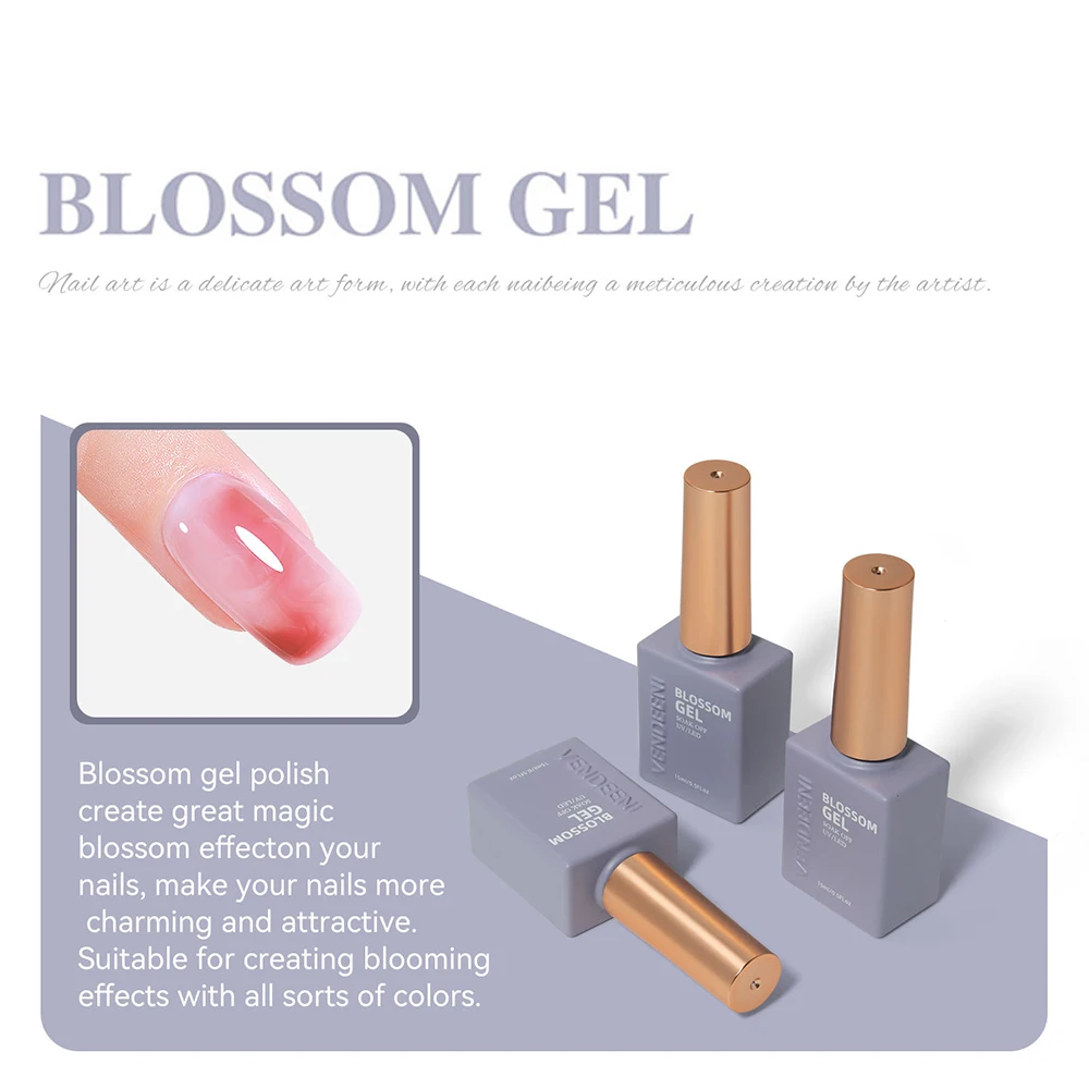 Vendeeni TPO HEMA FREE Clear Blossom Gel Nagellack UV LED Soak Off Gel Lack mit Ausbreitungseffekt und Farbverlauf – Detail 8