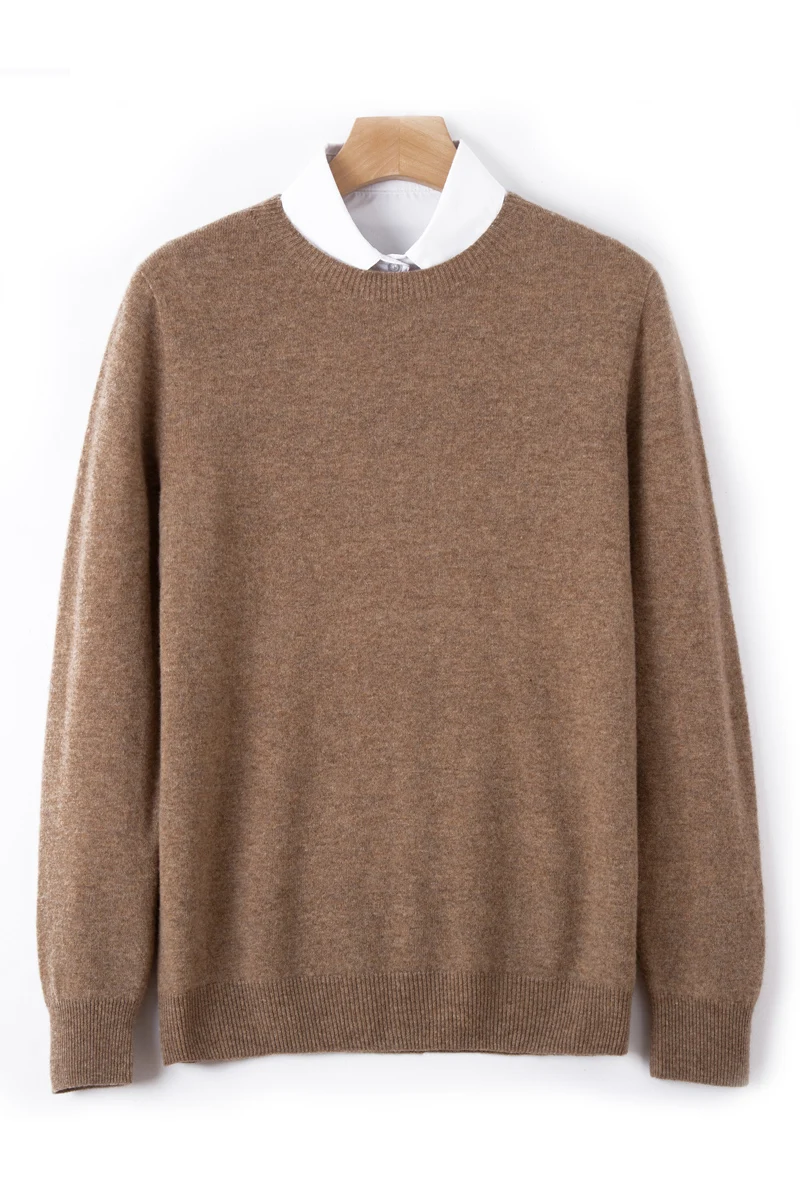 

Classic Autumn Winter Men Sweater 100% Merino wool O-Neck Knitted Pullover Smart Casual Long Sleeve Clothing Tops Solid Jerseys