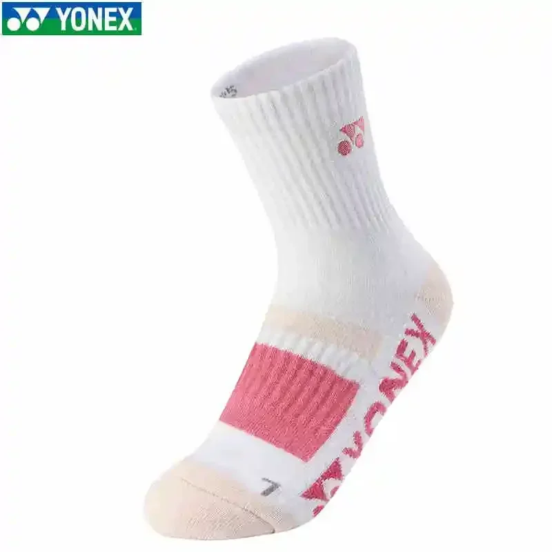 YONEX 2024 nuevos calcetines de bádminton profesionales calcetines de toalla transpirables antideslizantes de fondo grueso duraderos calcetines de tubo medio para hombres y mujeres