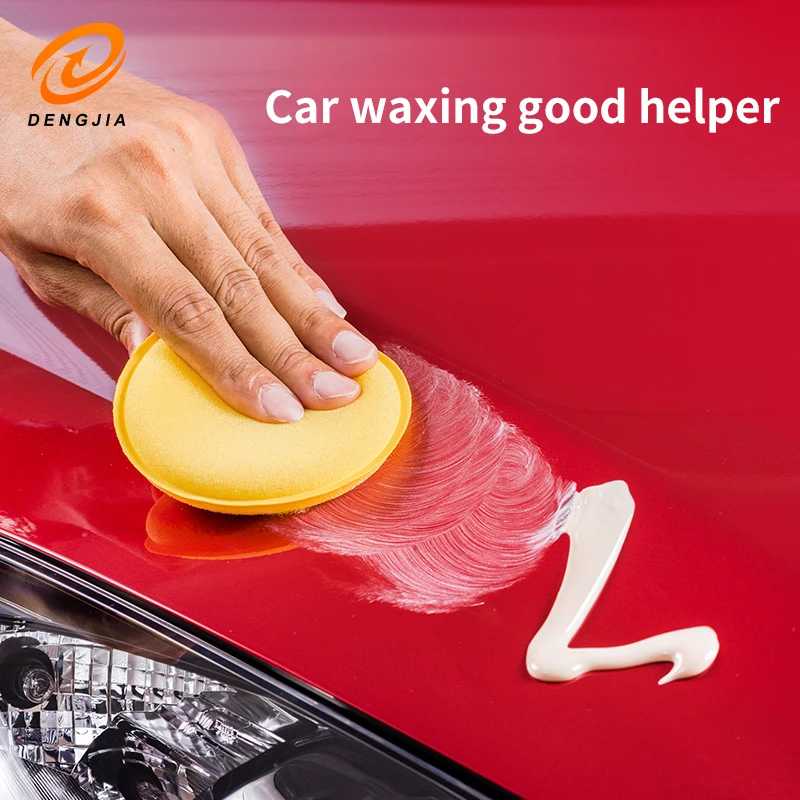 6PCS Yellow Car Wash Sponge Round Welt Waxing Sponge Car Supplies High-density Cleaning Sponge Wipe Polishing Cleaning Tools